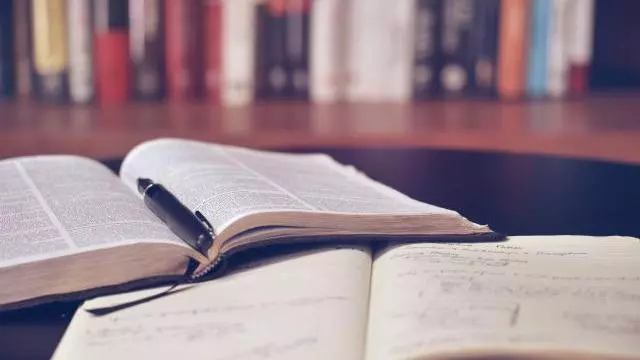 Open book in library