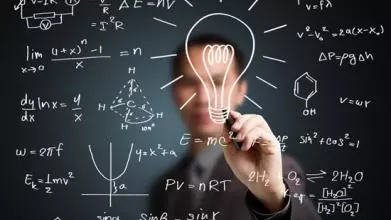 math equations and light bulb